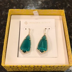 Kendra Scott Carla Drop gold earrings green